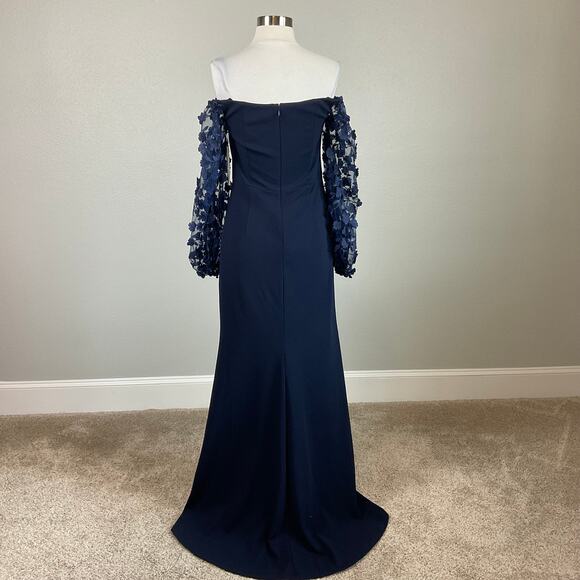 Eliza J Women's Off the Shoulder Long Sleeve Evening Gown Blue Size 6 Formal - Picture 6 of 13